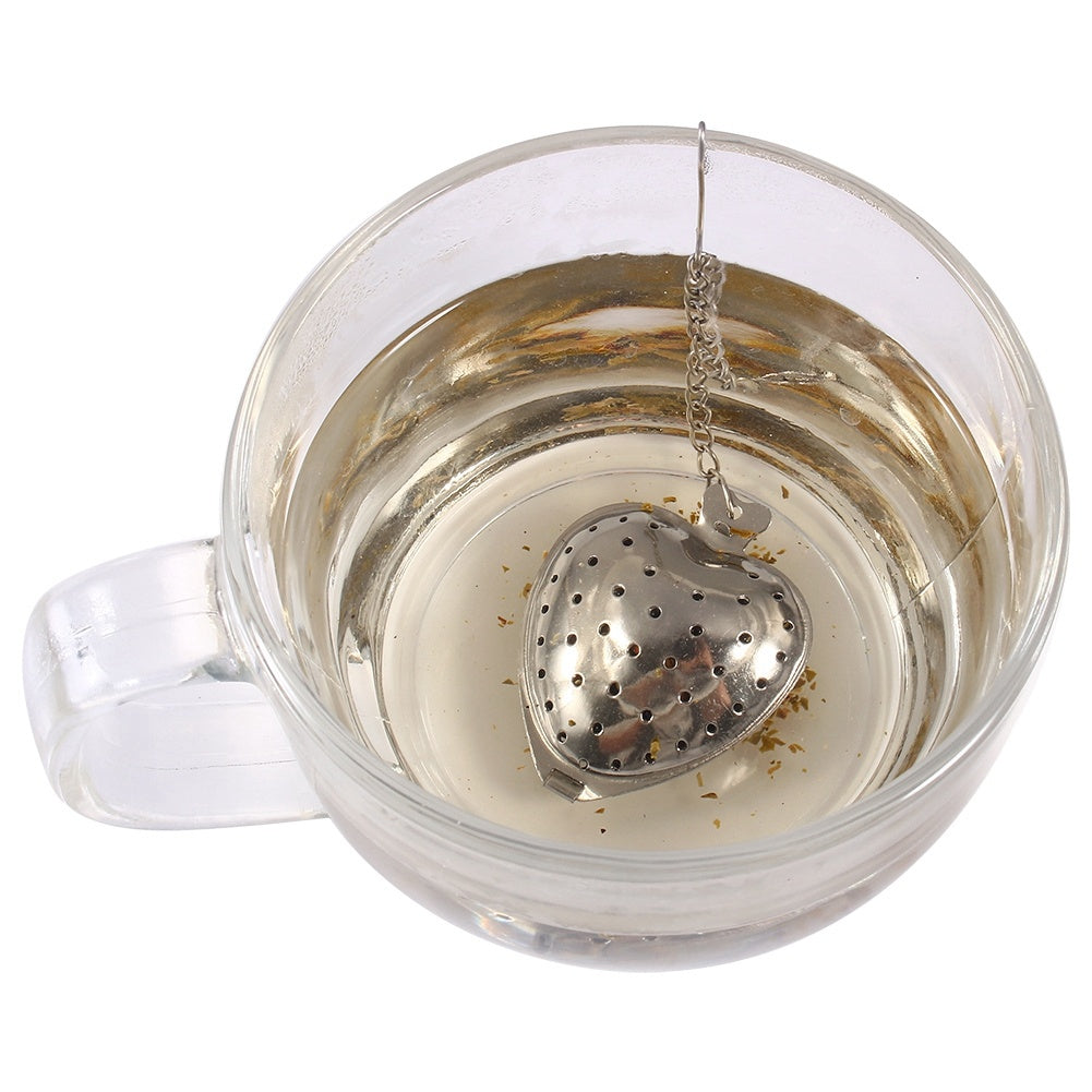 Stainless Steel Loose Tea Infuser Leaf Strainer Filter Diffuser Herbal Spice Heart Chain