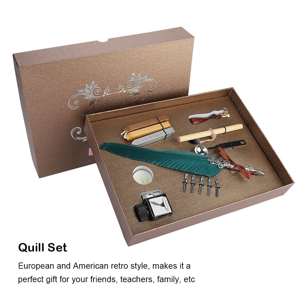 Retro Quill Feather Writing Pen Gift Box Set