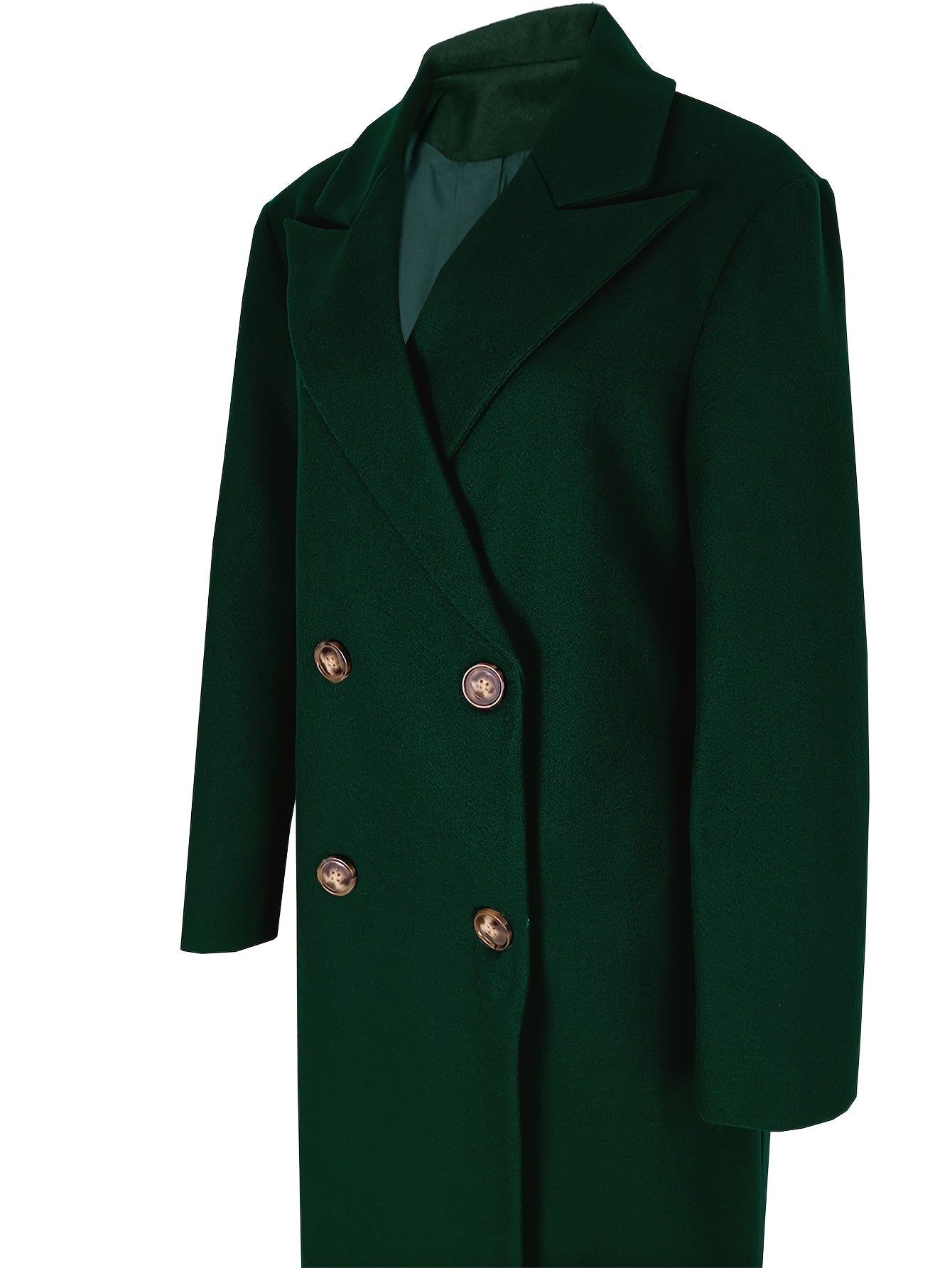 Women's Elegant Double Breasted Overcoat with Lapel Neck and Long Sleeves - Stylish Outerwear for Any Occasion