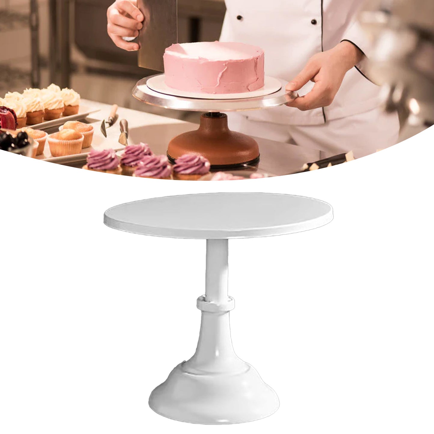 Metal Cake Stand European Style Anti Slip Round Medium White
