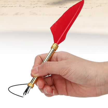 Vintage Style Calligraphic Feather Pen Kit  Gift Box