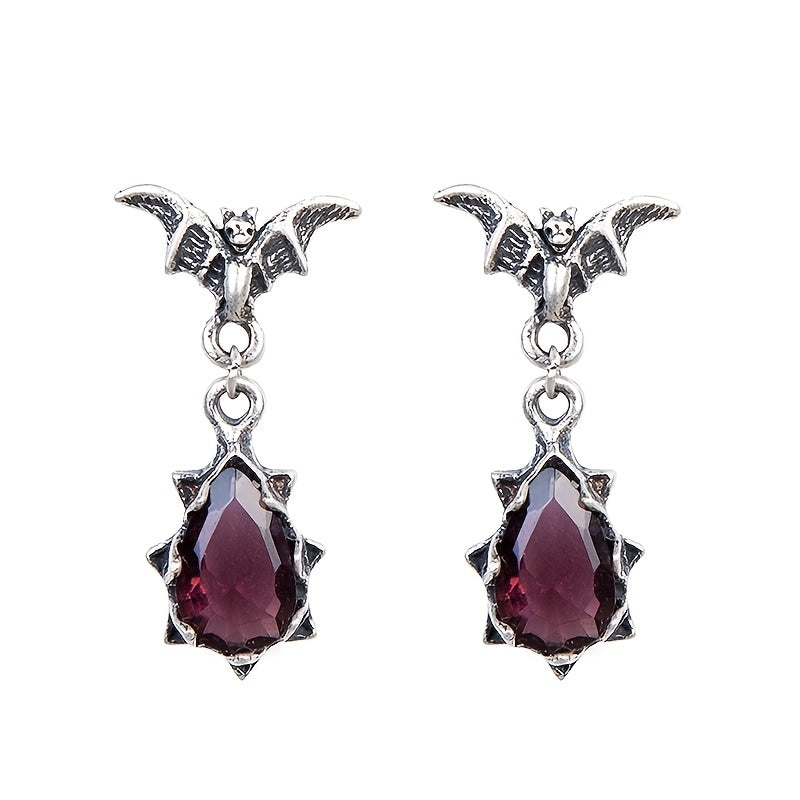 2pcs Retro Bats, Red Crystal Earrings, Victorian Style Jewelry, Halloween, Events