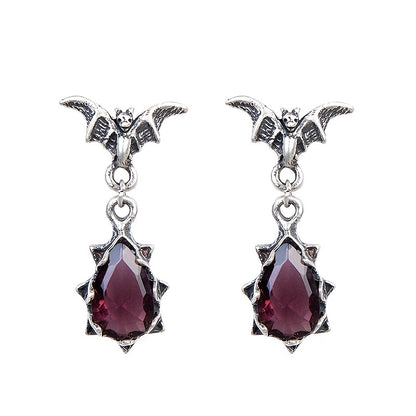 2pcs Retro Bats, Red Crystal Earrings, Victorian Style Jewelry, Halloween, Events