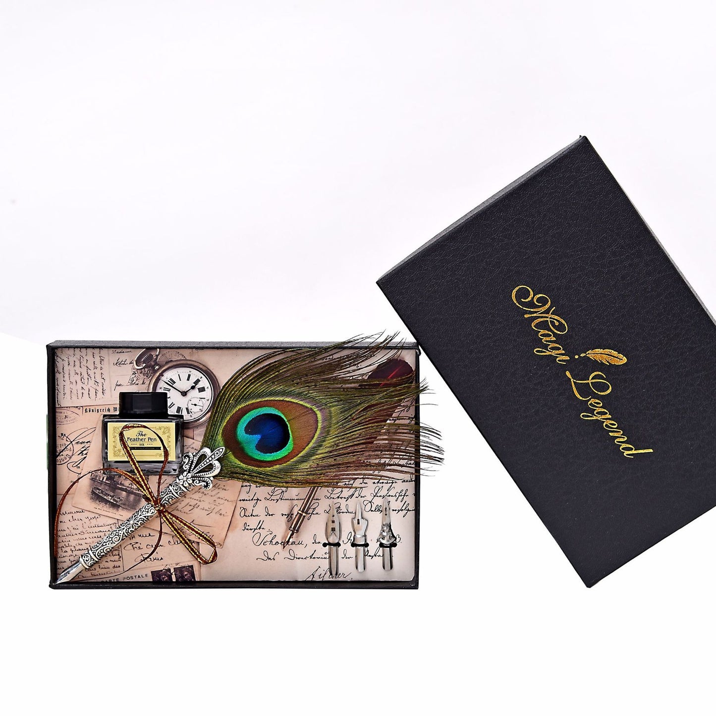 Vintage Feather Pen Peacock Feather Pen Set