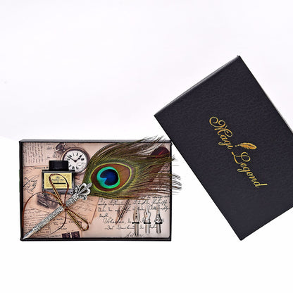 Vintage Feather Pen Peacock Feather Pen Set