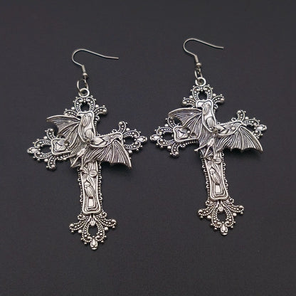 Cross Earrings, Filigree, Victorian Classical-Gothic Style