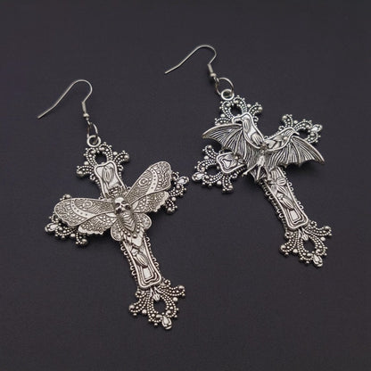 Cross Earrings, Filigree, Victorian Classical-Gothic Style