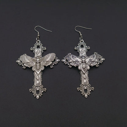 Cross Earrings, Filigree, Victorian Classical-Gothic Style