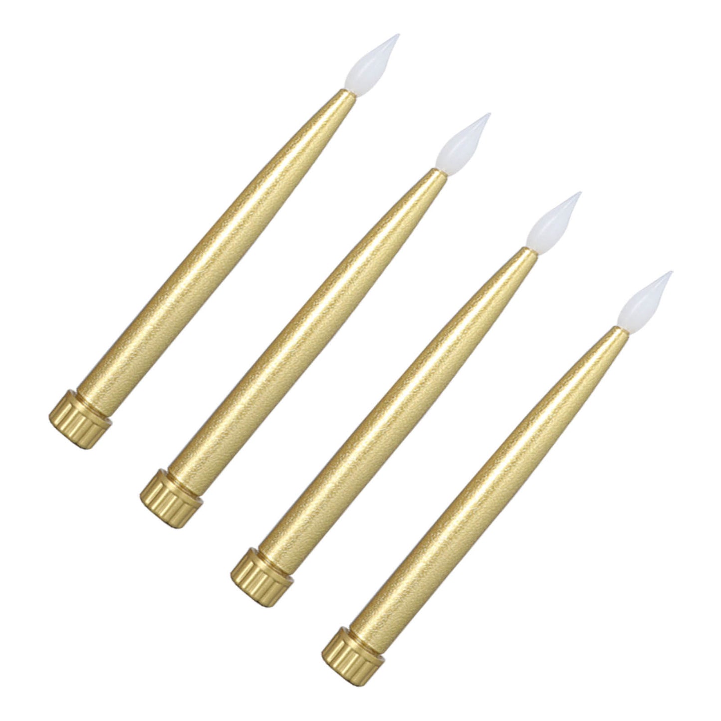 4Pcs Gold Taper LED Candles- Battery Powered