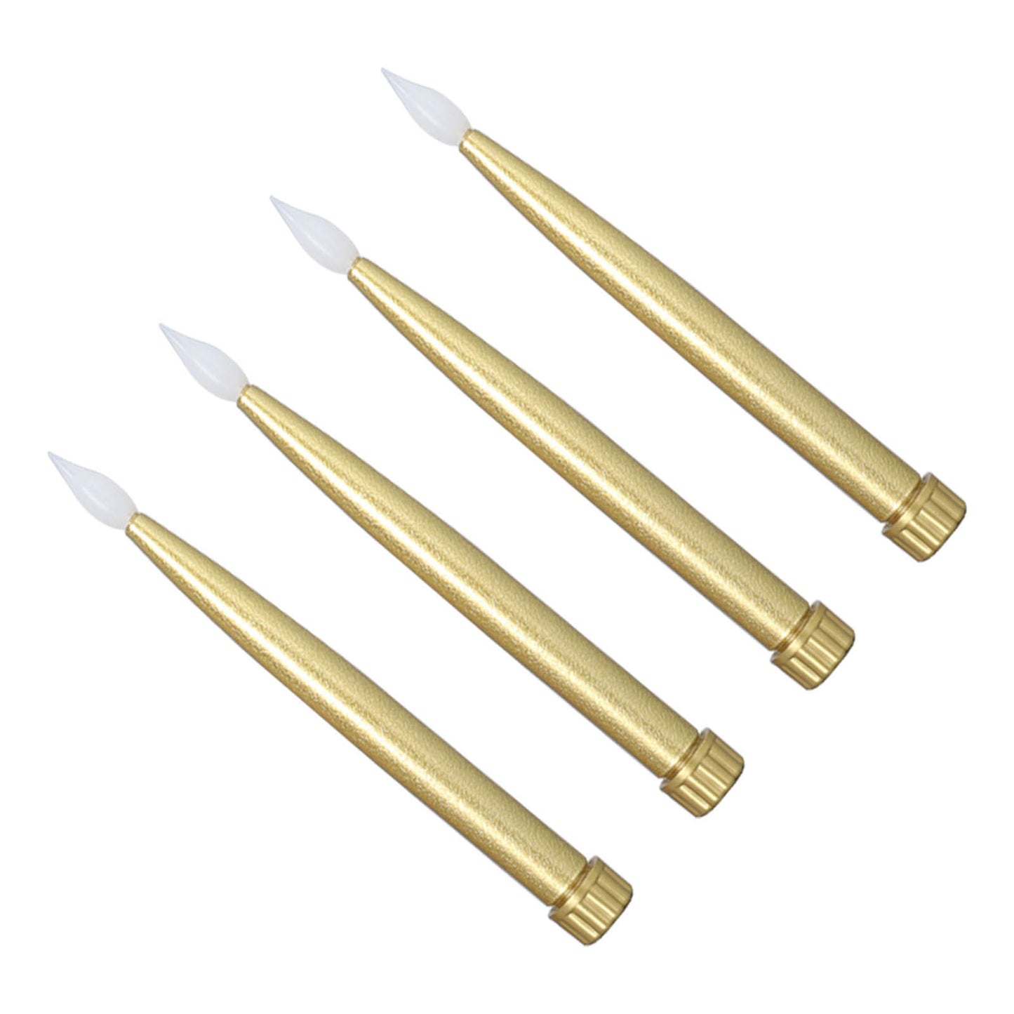 4Pcs Gold Taper LED Candles- Battery Powered