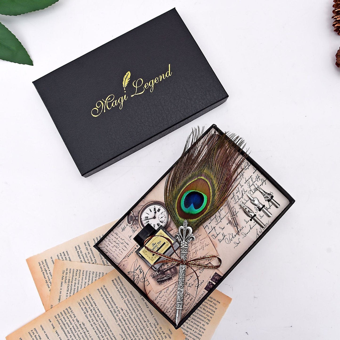 Vintage Feather Pen Peacock Feather Pen Set