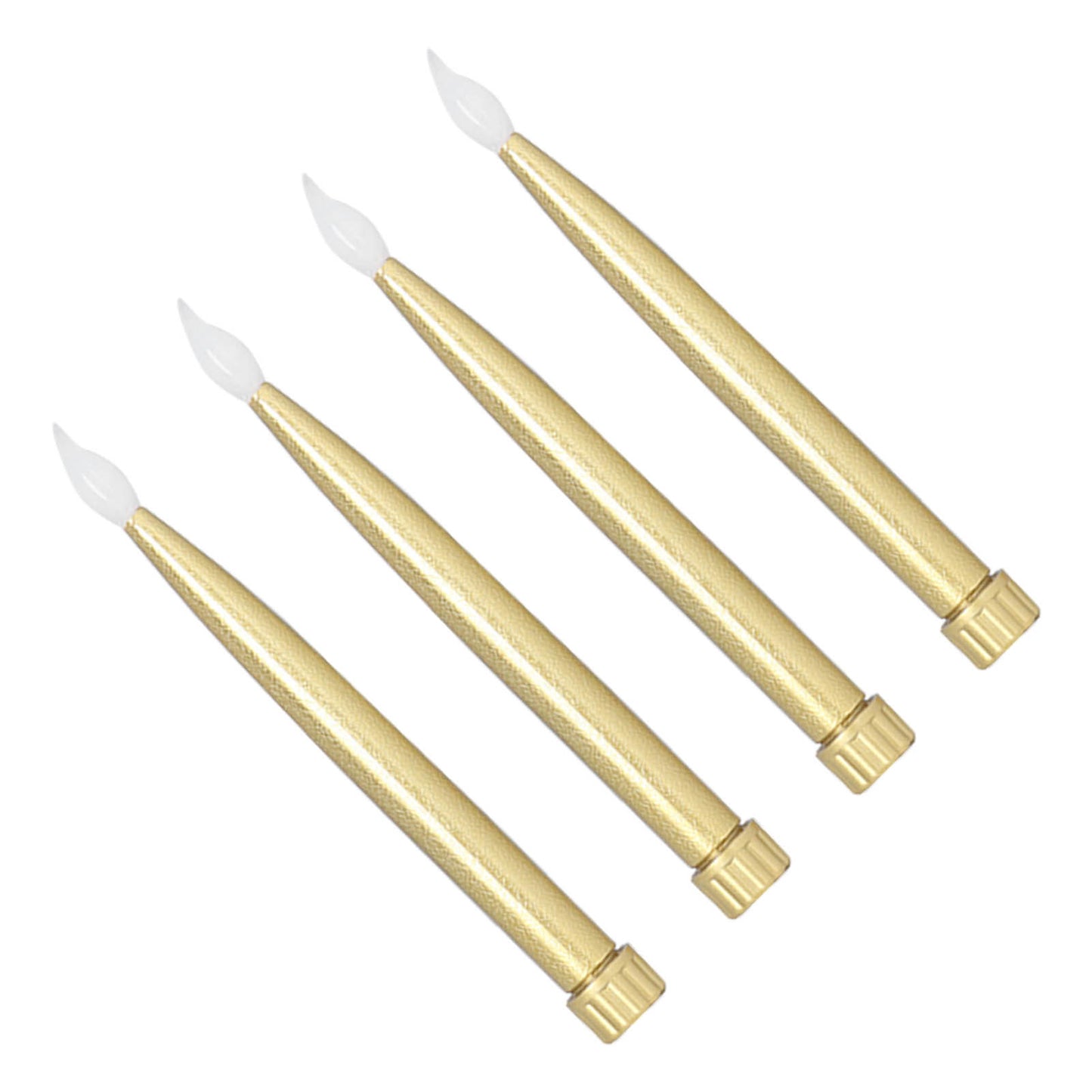 4Pcs Gold Taper LED Candles- Battery Powered
