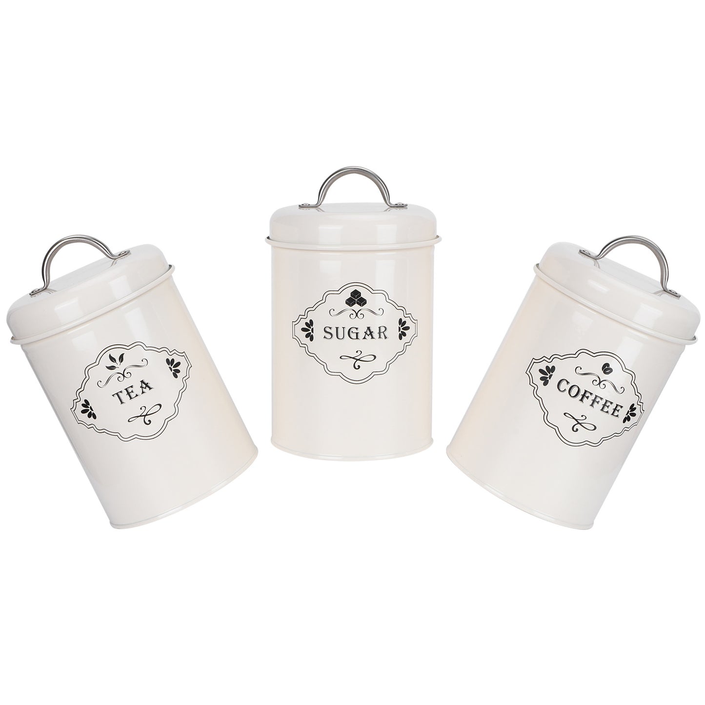 3 Piece Set- Vintage-style Kitchen Storage Jars, Sugar-Coffee-Tea Canisters