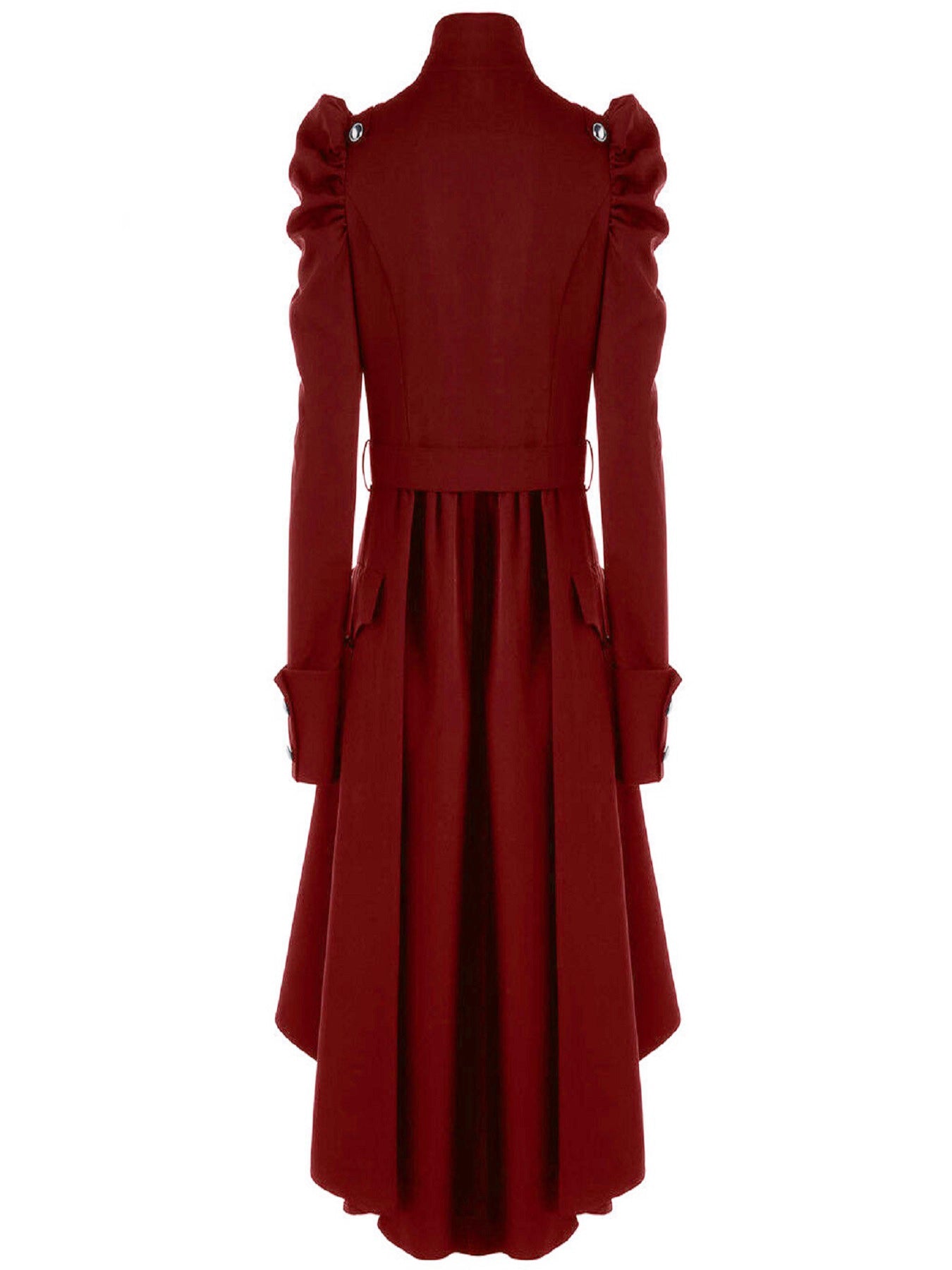 Solid Double Breasted Pea Coat, Belted Buckle, Mid-Length Outerwear, Women's Clothing