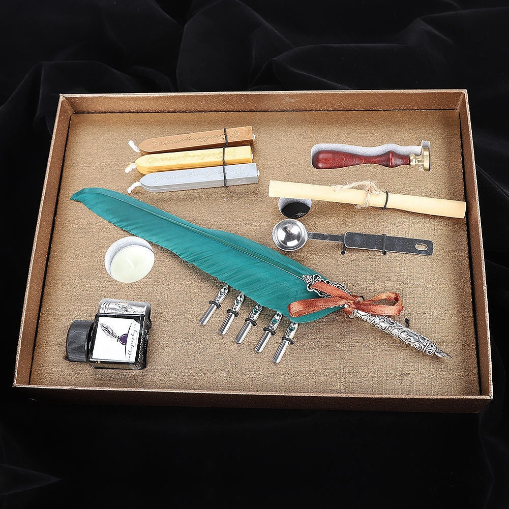 Retro Quill Feather Writing Pen Gift Box Set