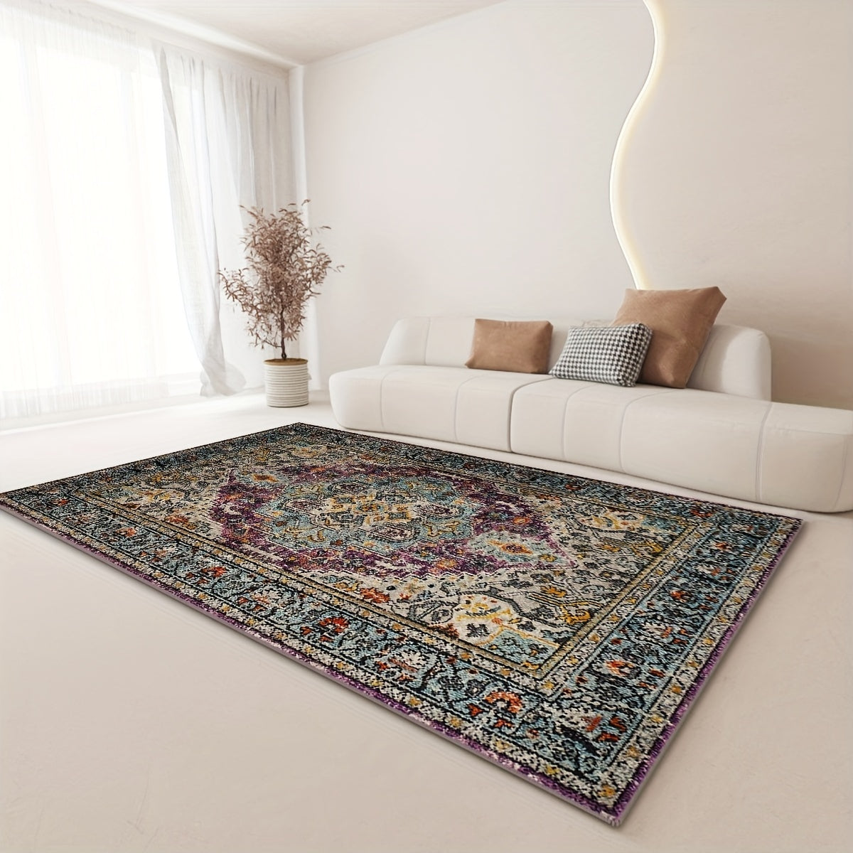 1pc Washable Nordic Style Area Rug - Soft, Vintage, Victorian