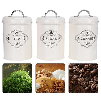 3 Piece Set- Vintage-style Kitchen Storage Jars, Sugar-Coffee-Tea Canisters