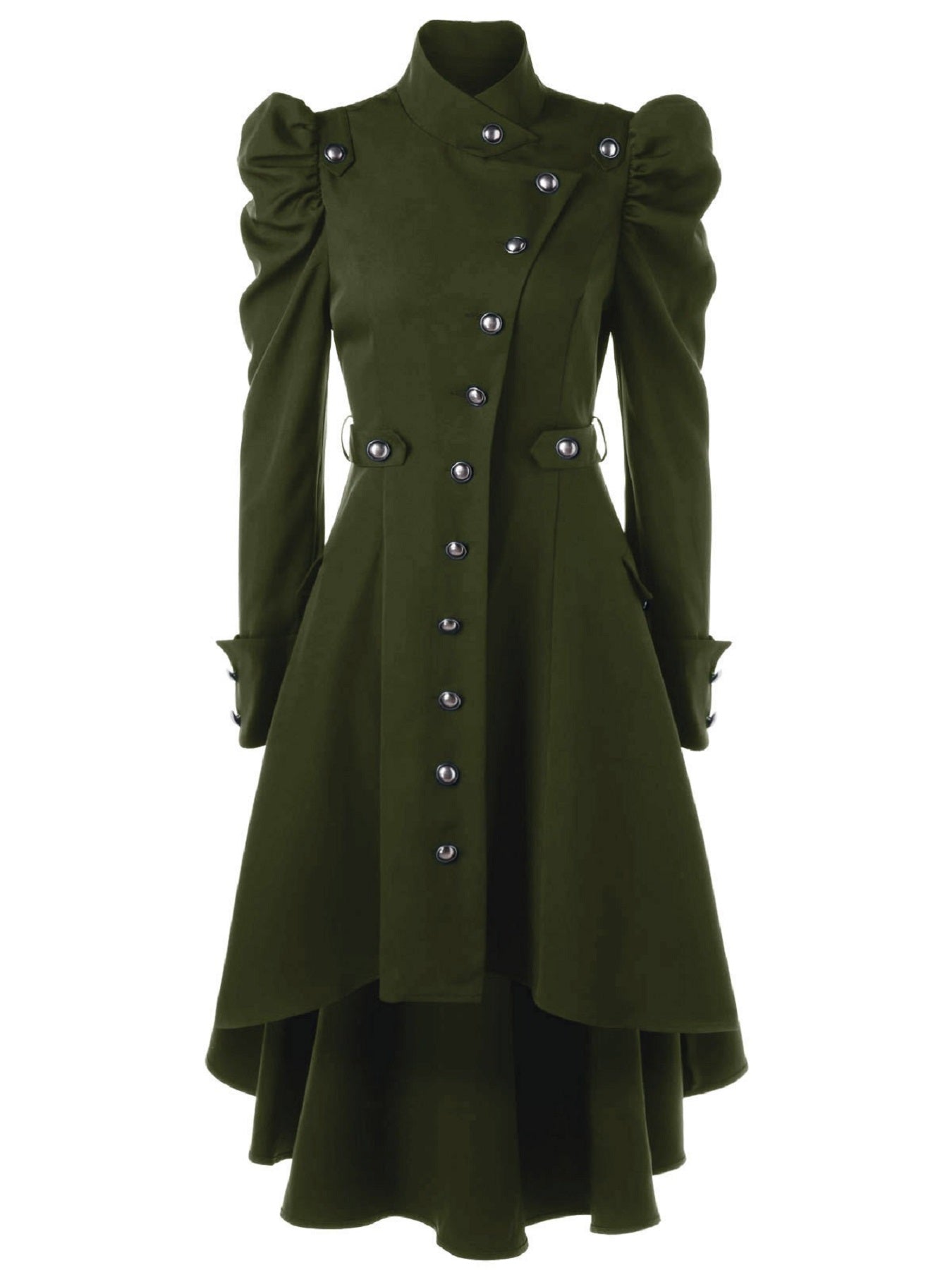 Solid Double Breasted Pea Coat, Belted Buckle, Mid-Length Outerwear, Women's Clothing