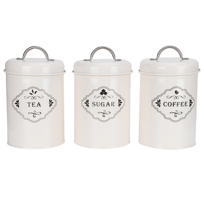 3 Piece Set- Vintage-style Kitchen Storage Jars, Sugar-Coffee-Tea Canisters