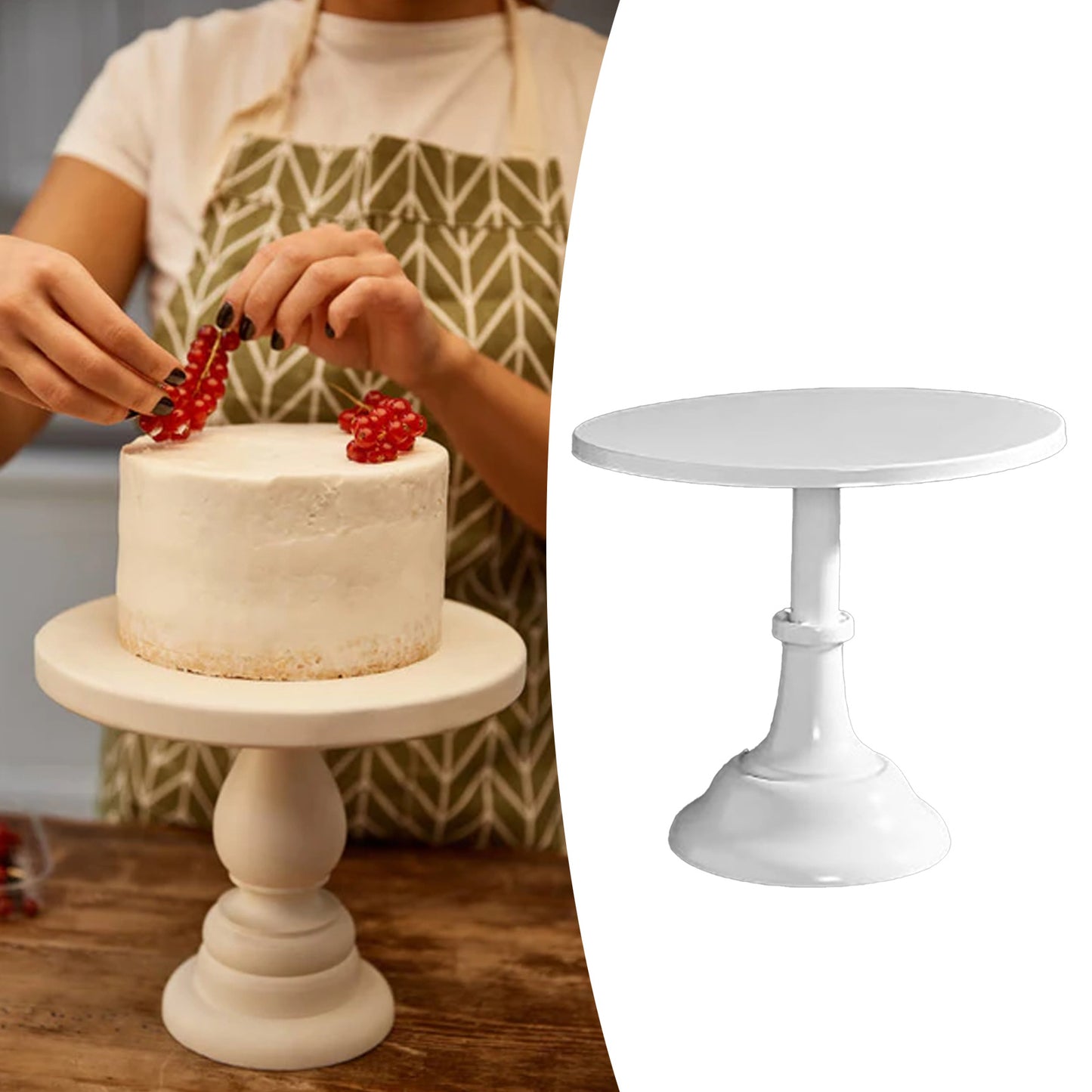 Metal Cake Stand European Style Anti Slip Round Medium White