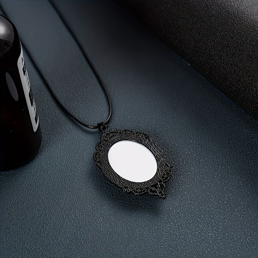 1 Pc Victorian Costume Necklace, Dark Cemetery and Bats Pendant, Halloween Jewelry