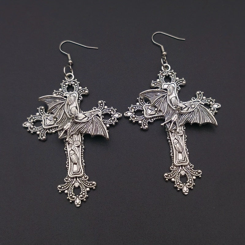 Cross Earrings, Filigree, Victorian Classical-Gothic Style