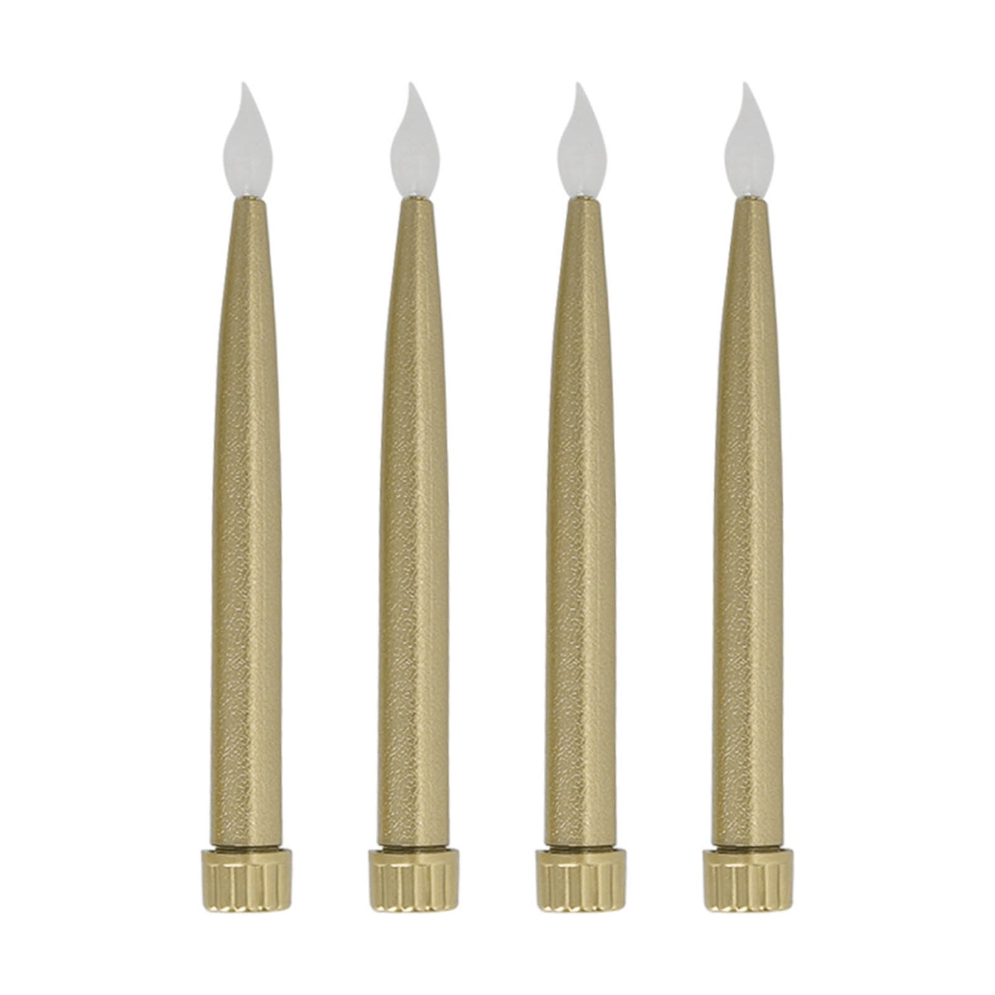 4Pcs Gold Taper LED Candles- Battery Powered