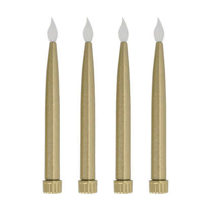 4Pcs Gold Taper LED Candles- Battery Powered