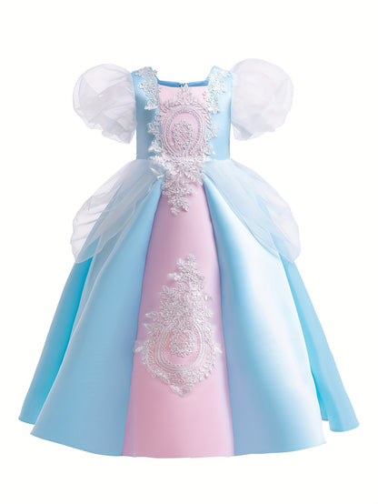 Vintage Style Flower Embroidery Princess Dress for Girls - Perfect for Parties and Photo Shoots