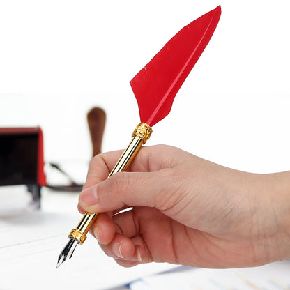 Vintage Style Calligraphic Feather Pen Kit  Gift Box