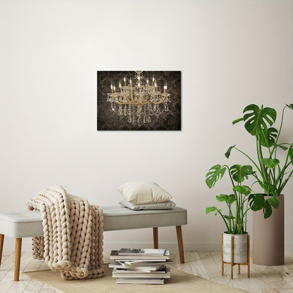 1pc Wall Hanging Canvas Print- Wall Art Glam Black Pattern, Victorian Chandelier Canvas