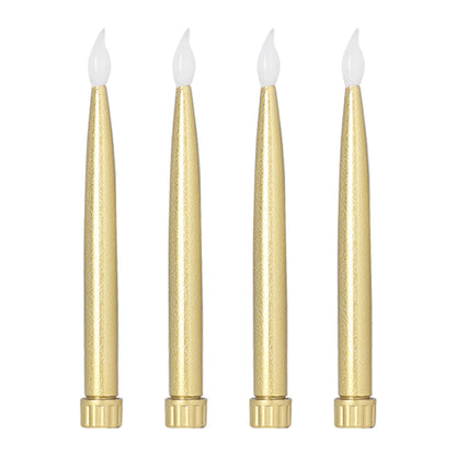 4Pcs Gold Taper LED Candles- Battery Powered