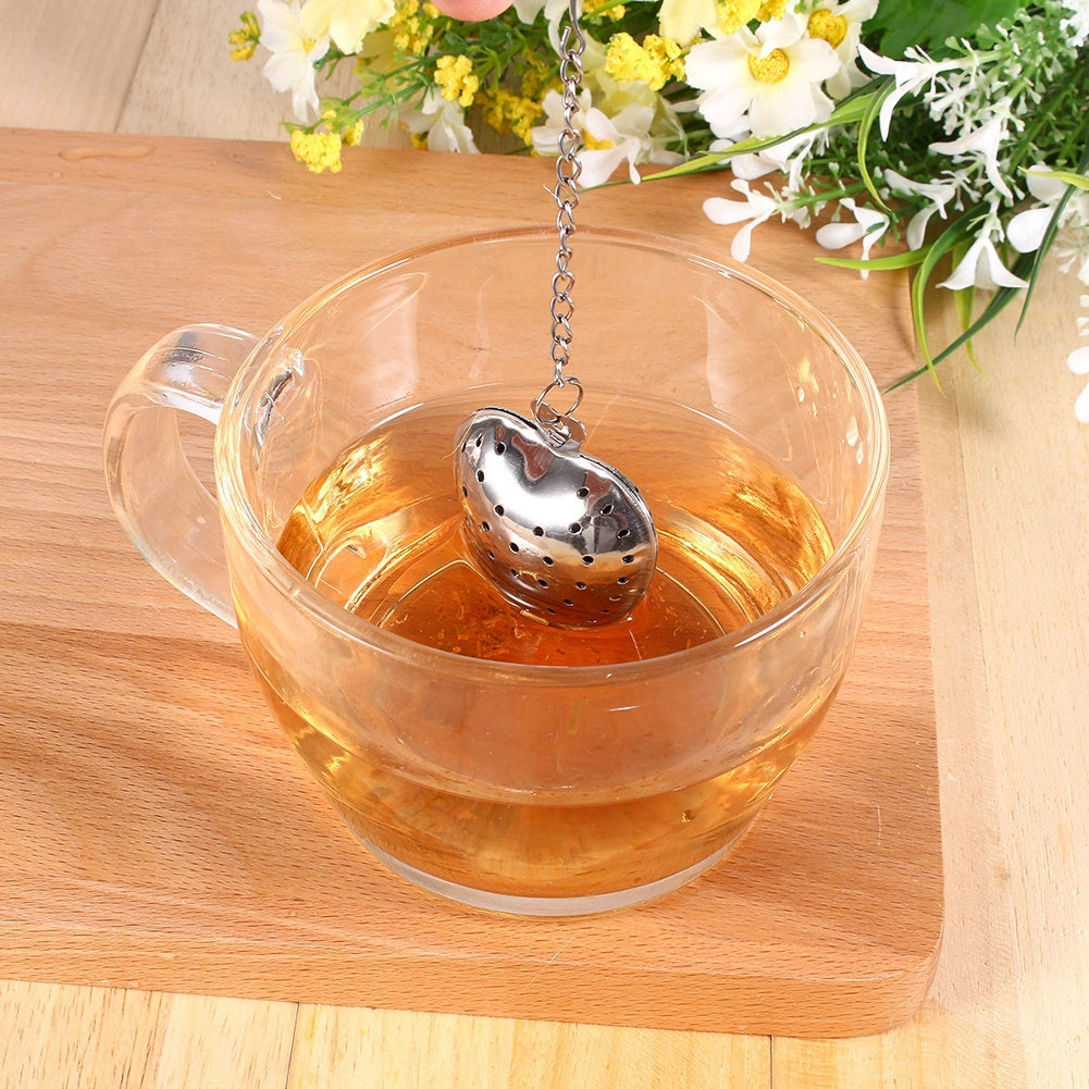 Stainless Steel Loose Tea Infuser Leaf Strainer Filter Diffuser Herbal Spice Heart Chain