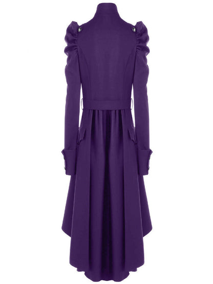 Solid Double Breasted Pea Coat, Belted Buckle, Mid-Length Outerwear, Women's Clothing