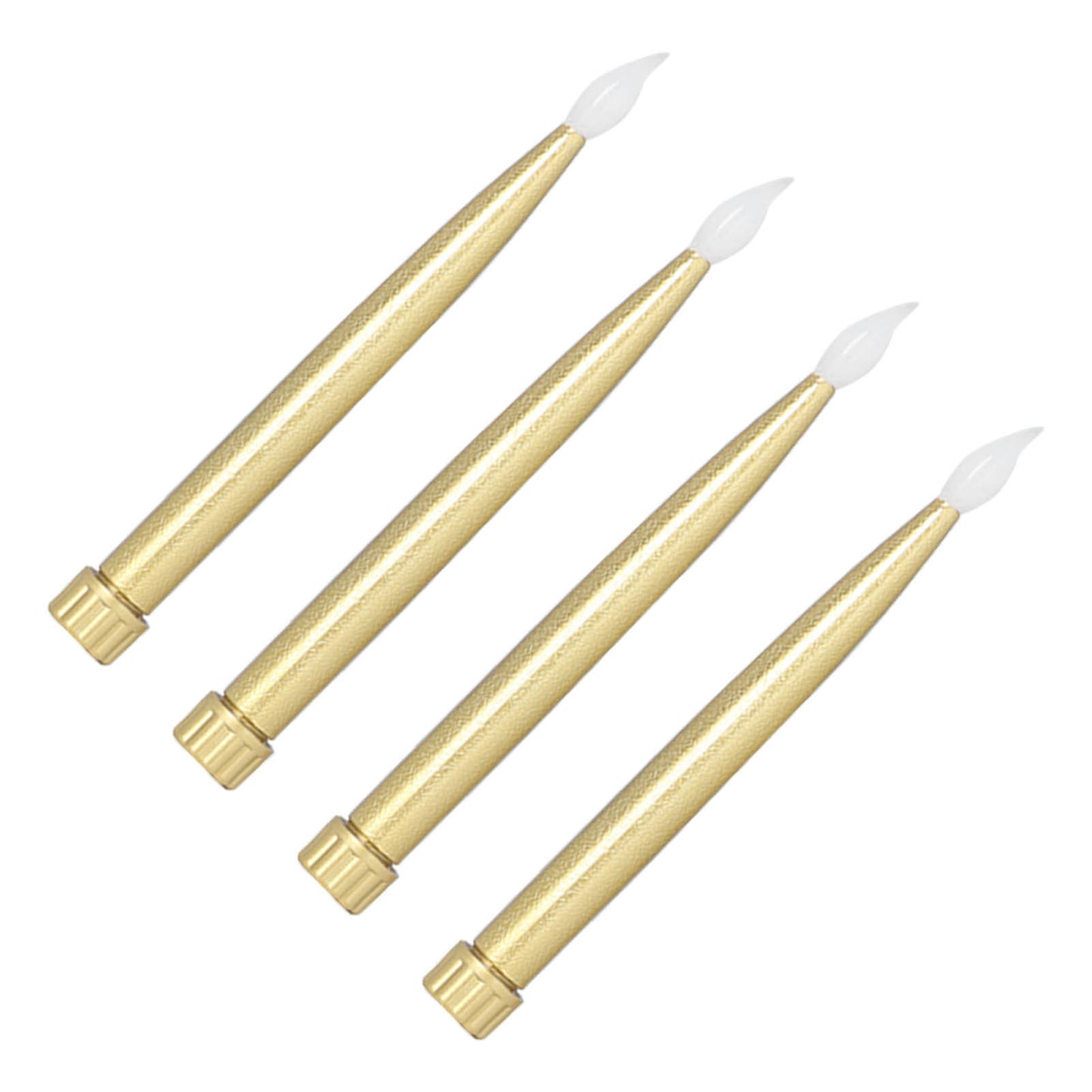 4Pcs Gold Taper LED Candles- Battery Powered