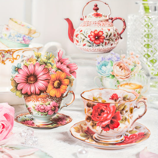 20 piece pack: Victorian Floral, Tea, Pastries- Sticker Decals: Scrapbook/Journal, DIY/Decor