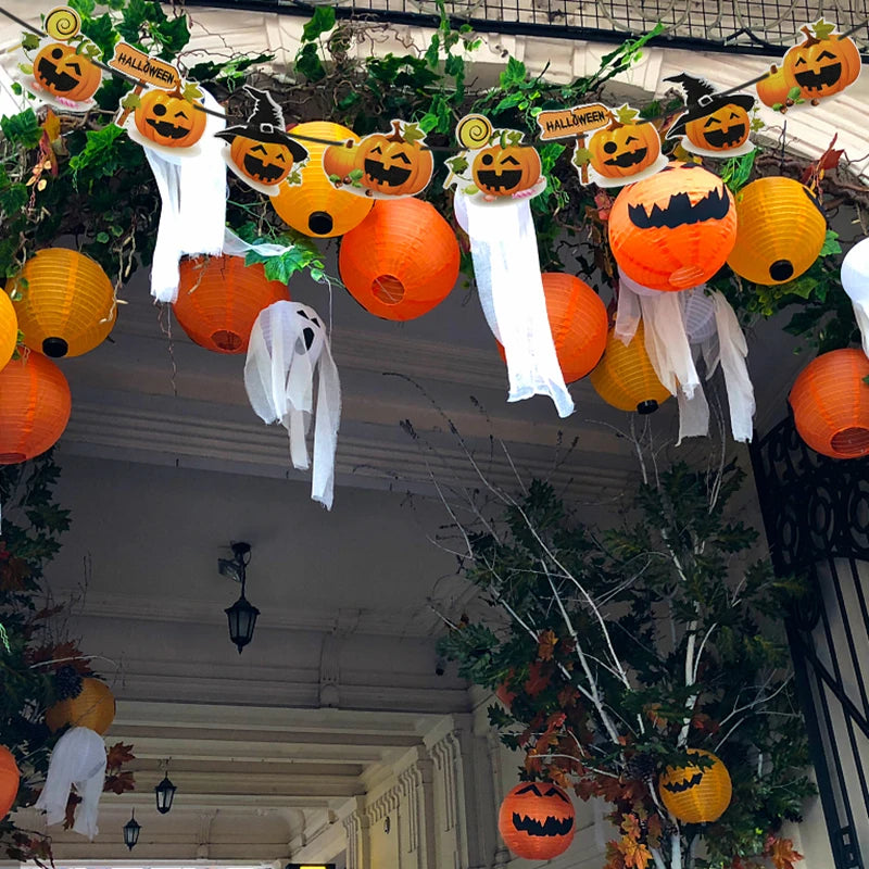 Happy Halloween Banner, Hanging Garland 8 ft