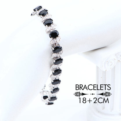 Elegant Silver 925 Jewelry Set with Black Zirconia