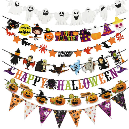 Happy Halloween Banner, Hanging Garland 8 ft
