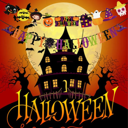 Happy Halloween Banner, Hanging Garland 8 ft