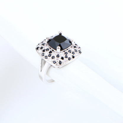 Elegant Silver 925 Jewelry Set with Black Zirconia