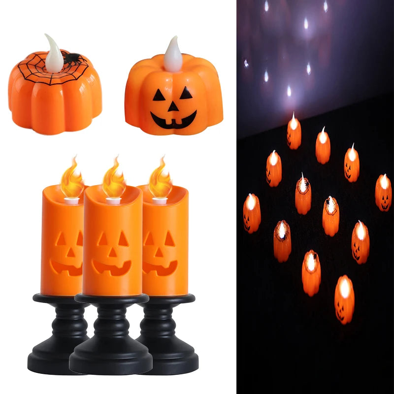 LED Pumpkin Candle Tea Lights - Halloween Decor