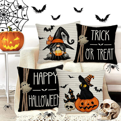 45cm/17.7in. Linen Halloween Pillow Cover: Pumpkin, Bat, Wizard, Ghost, Halloween/Fall Decor