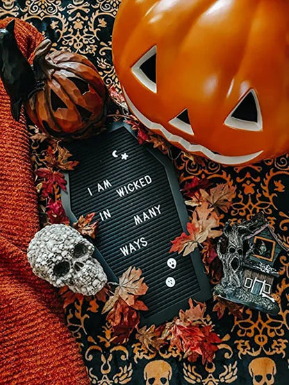 Black Felt Coffin Letter Board - Halloween Decor Message Board