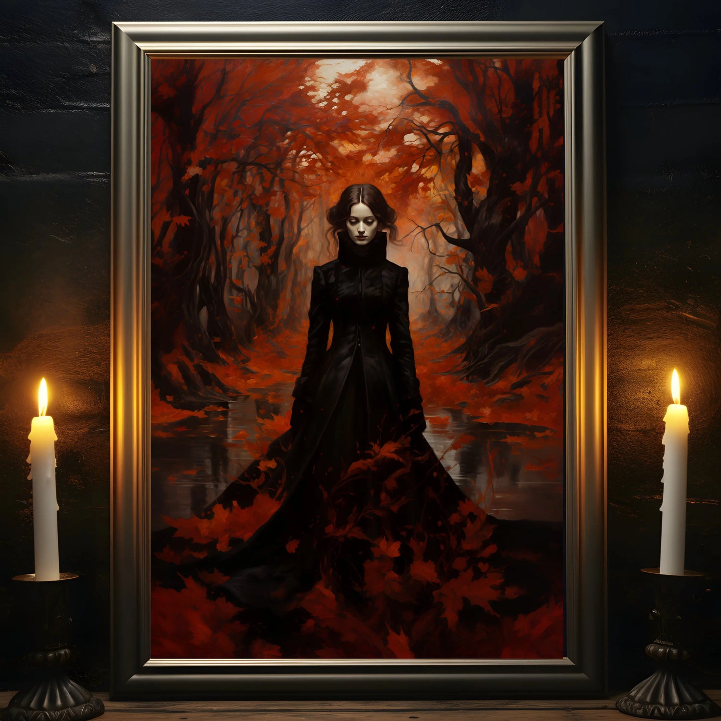 Retro Spooky Haunted Mansion Print, Canvas Painting, Halloween-Victorian Home Decor