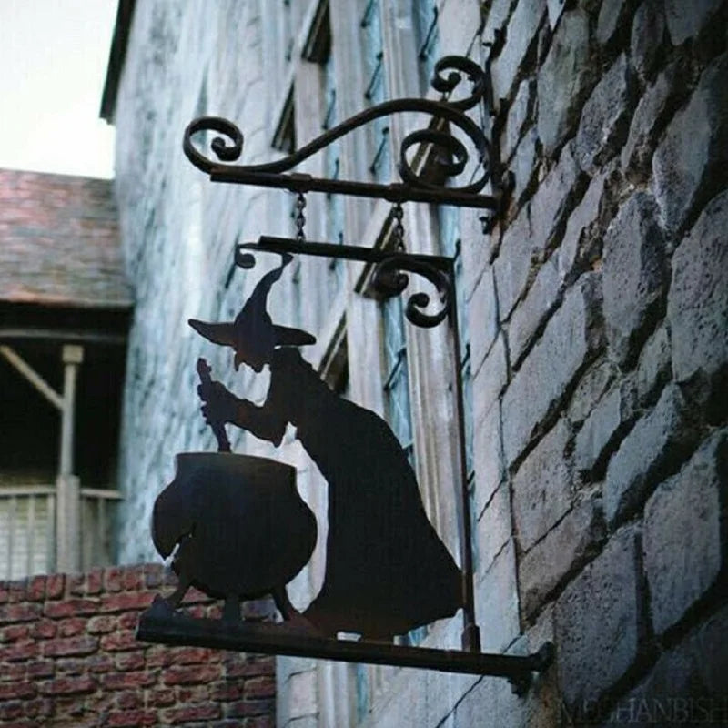 Cast Iron Halloween Cauldron Sign