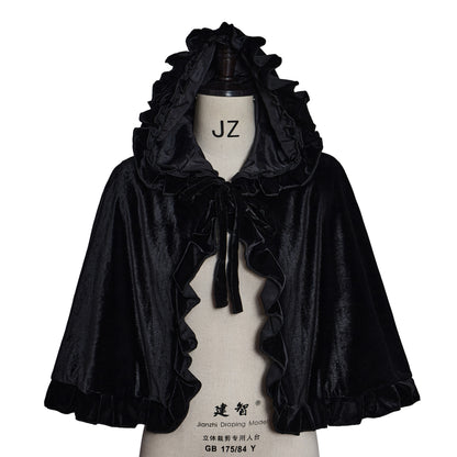 Victorian Cloak, Ruffled Edge, Medieval Short Cape
