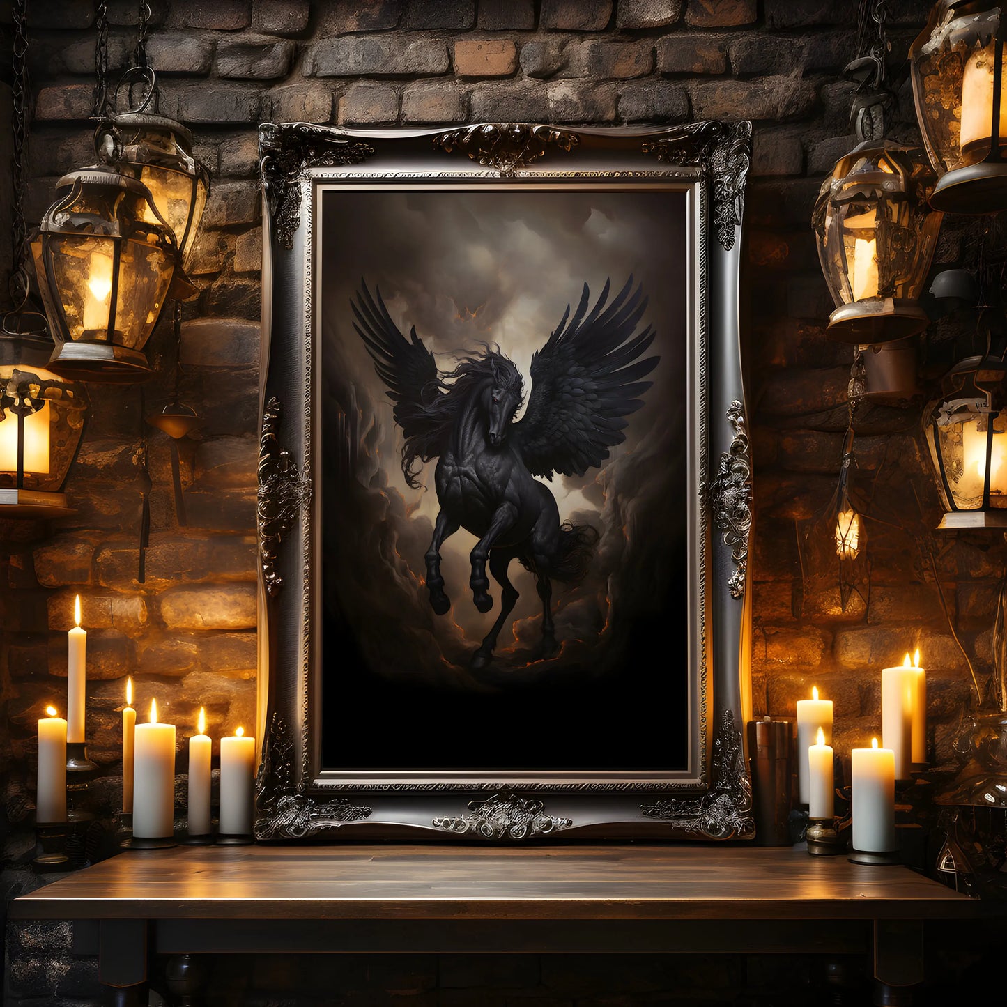 Retro Spooky Haunted Mansion Print, Canvas Painting, Halloween-Victorian Home Decor