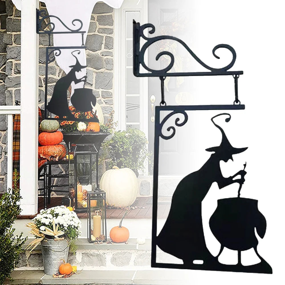 Cast Iron Halloween Cauldron Sign