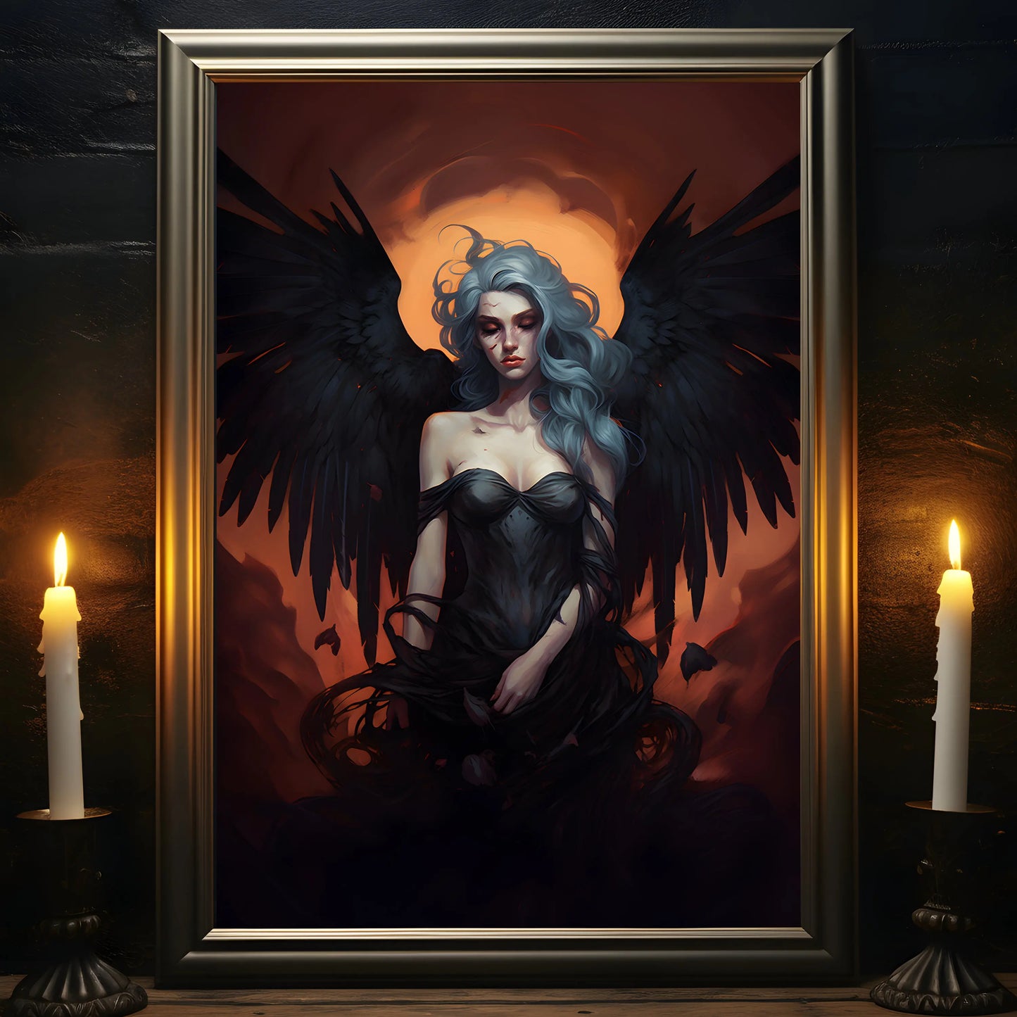 Retro Spooky Haunted Mansion Print, Canvas Painting, Halloween-Victorian Home Decor